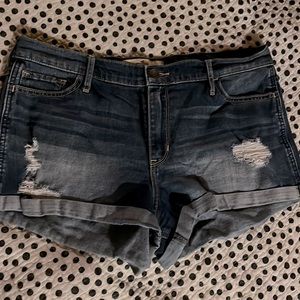 Hollister short shorts. Medium blue denim with rips